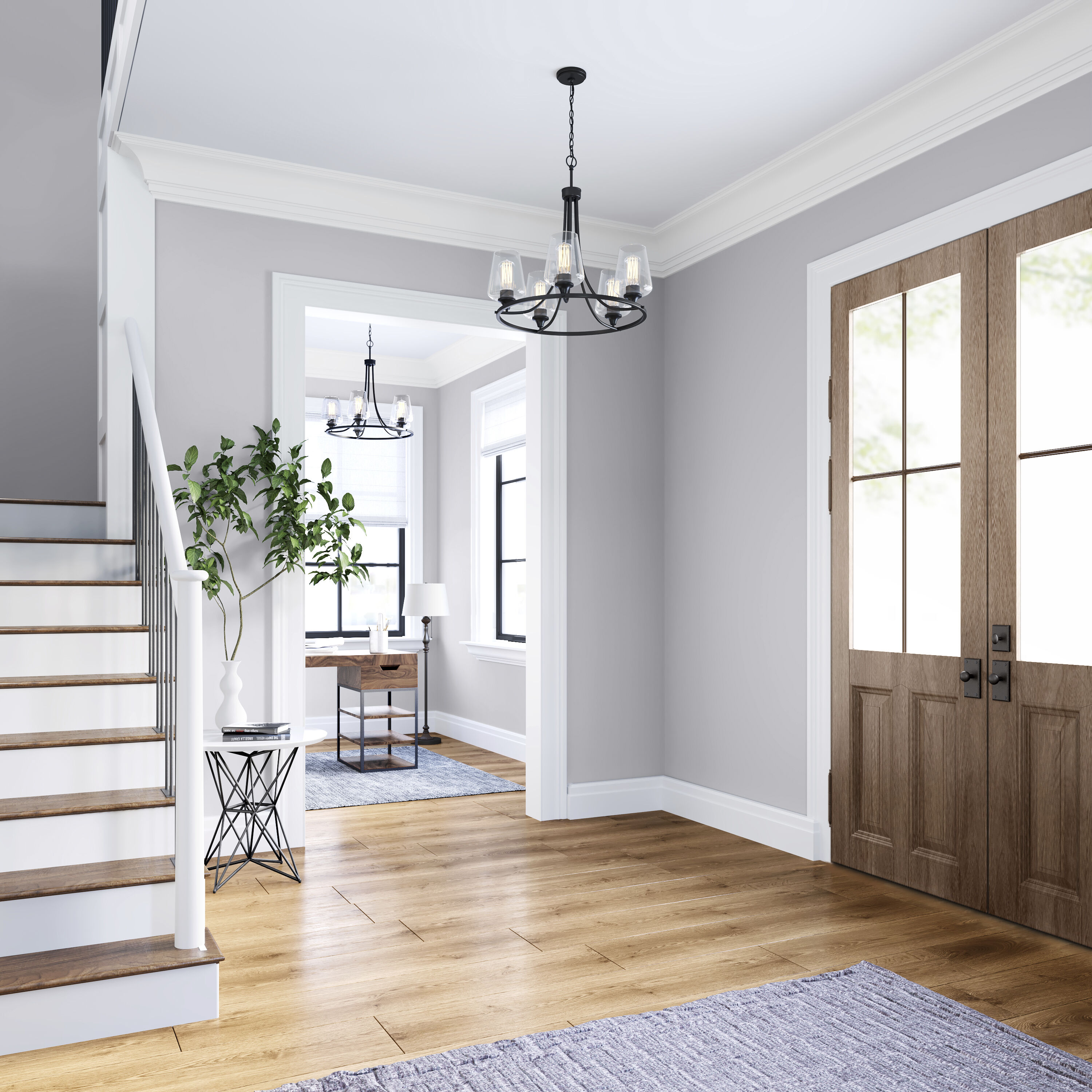 Ashford 5 Light 25 inch Matte Black Chandelier Ceiling Light